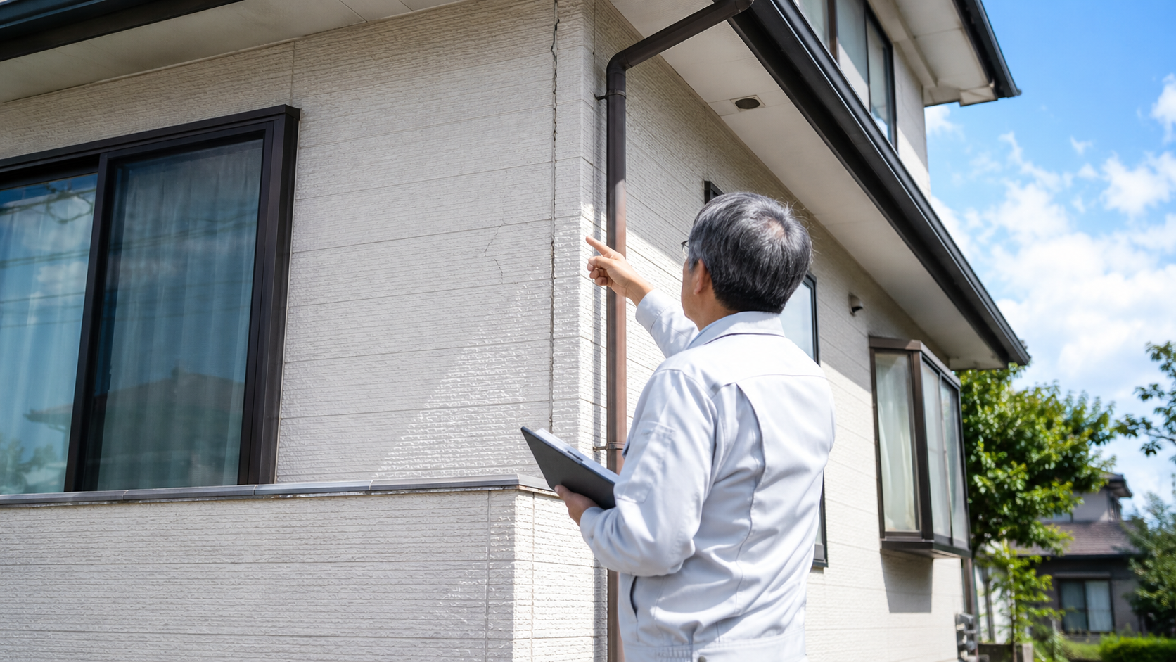 滝沢市で外壁塗装前に外壁の状態を確認する現地調査のイメージ